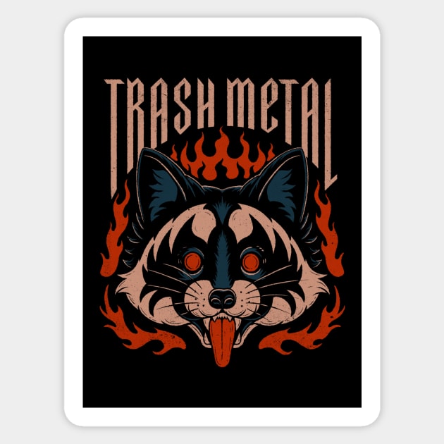 Trash Metal Raccoon Sticker by thiagocorrea